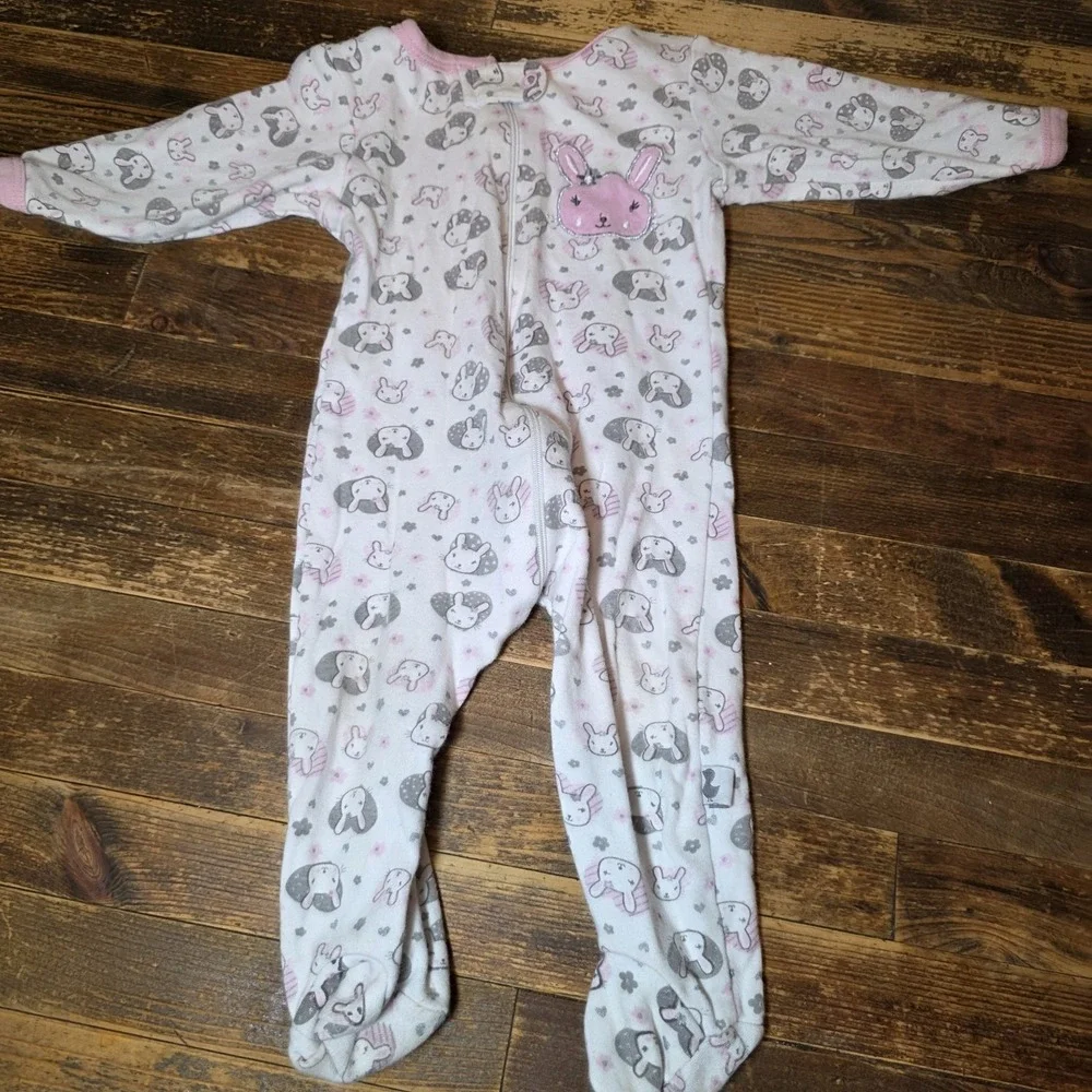 5 Baby Girl 6-9 months Footed Zip Up One Piece Sleeper Pajama Lot  Bundle Infant